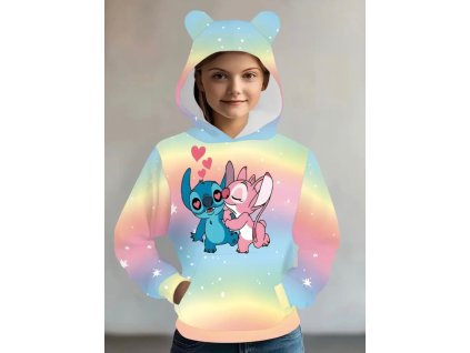 Duhová Stitch mikina s oušky