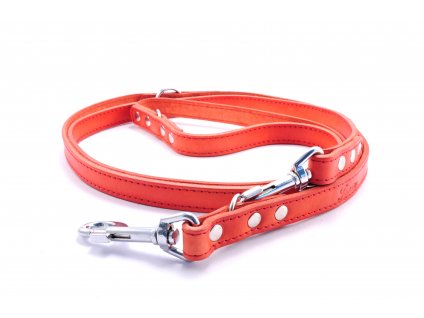 Leather leash STUBBY ADJUSTABLE | red