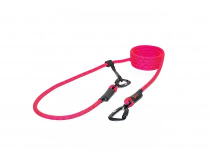 Lanové vodítko EASYLONG TWIST | Střední pes | růžové neon se zelenočerným prošitím - 440