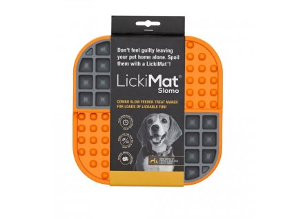 Lízací podložka Slomo 2v1 | 20 x 20cm | LickiMat | Oranžová