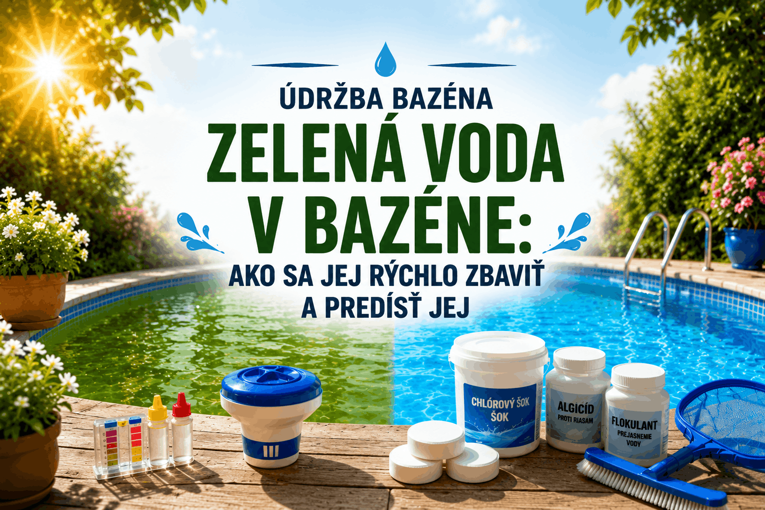 Zelená voda v bazéne: ako sa jej rýchlo zbaviť a účinne jej predísť