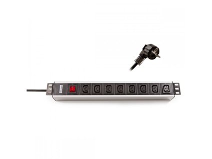 KEline 19" Rozvodný panel 8x IEC320 C13, vypínač