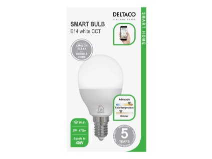 DELTACO SH-LE14G45W, SMART Led žiarovka, E14