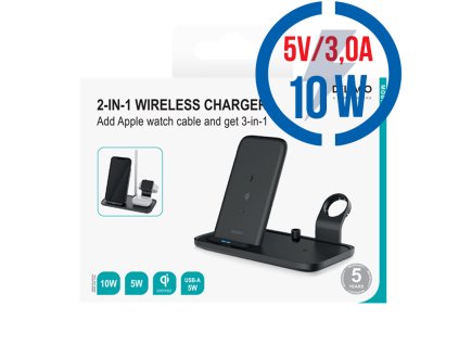 DELTACO QI-1036, Bezdrôtová QI nabíjačka, čierna