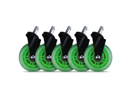 DELTACO L33T 3" Kolieska pre stoličky, zelené 5ks
