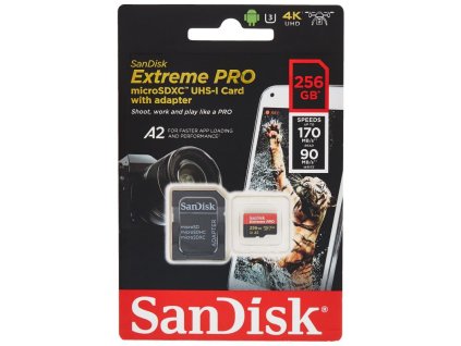 SanDisk Extreme PRO SDXC 256GB 200MB/s V30 + ada