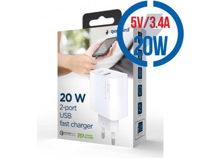 GEMBIRD TA-UC-PDQC20-01-W, Rýchlonabíjačka, 20W