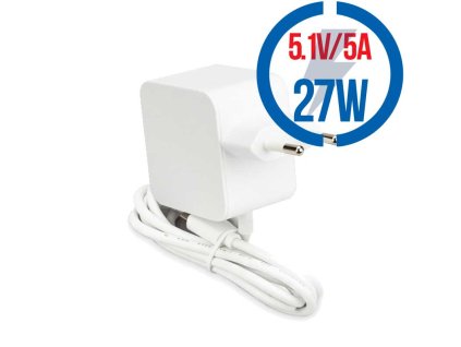RASPBERRY USB-C adaptér Raspberry Pi 5 27W, biely