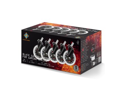 DELTACO GAM-157, 3" Kolieska pre stoličky, 5ks