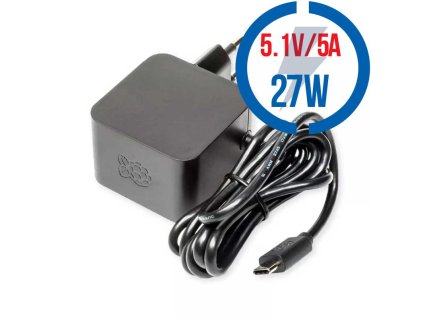 RASPBERRY USB-C adaptér Raspberry Pi 5 27W,čier
