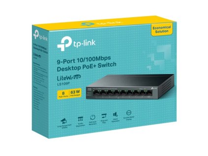 TP-Link LS109P, Switch 9-Port/100Mbps/Desk/PoE+