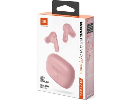 JBL Wave Beam 2, Bluetooth slúchadlá, ružové