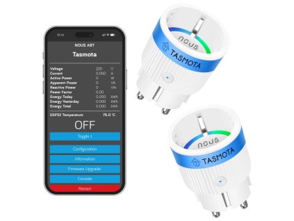NOUS A8T, Tasmota Smart Zásuvka, 10A, Schuko 2ks