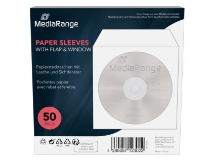 MEDIARANGE Obálka na CD/DVD pap 1 bal (50ks), okno