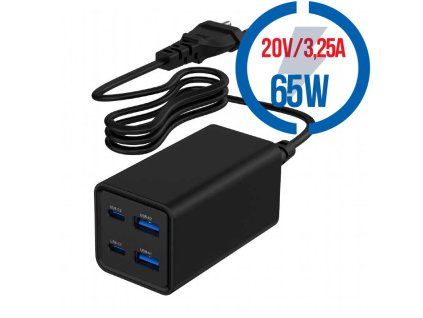 GAMBIRD GaN, 2xType C/2xUSB, Nabíjačka 65W