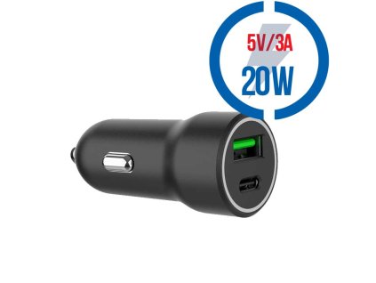 GEMBIRD Car Charger, Nabíjačka USB/USB-C, 20W