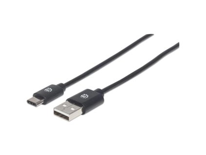 MANHATTAN Kábel, USB-A/USB-C, 0,5m, čierny