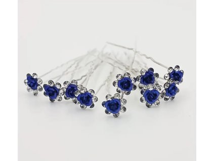 Vlásenky s modrými růžemi 10ks