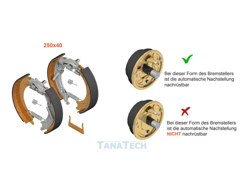 Sada brzdových čeľustí ANS 250x40 mm pre KNOTT 25-4300 s automatickým nastavením