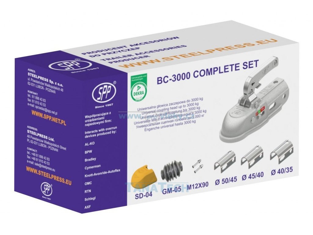 Prívesný kĺb BC-3000C W3 sada pr. 35,40,45,50, manžeta, kryt