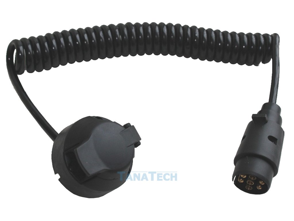 Špirálový predlžovací kábel 12V 7-pól. vidlice a 7-pól. zásuvka