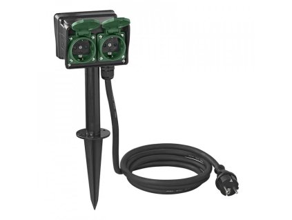 Zahradní/campink prodlužovací zásuvka s hrotem Schuko 2m
