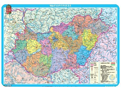 Magyarország természetvédelmi térképe, hátoldalán Magyarország közigazgatása