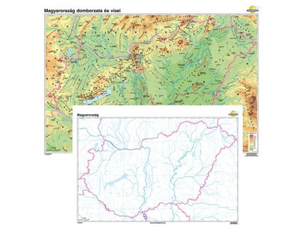 Magyarország domborzata és vizei - hátoldala vaktérkép DUO, falitérkép