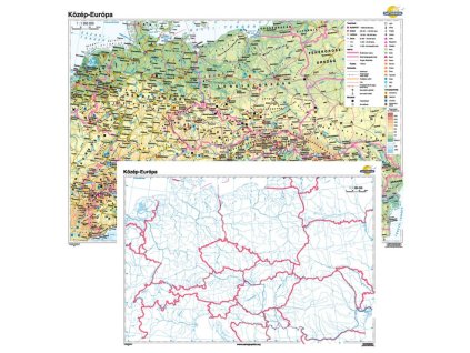 Közép-Európa domborzata, hátoldala vaktérkép DUO falitérkép