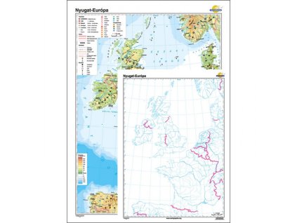Nyugat-Európa domborzata - vaktérkép DUO falitérkép