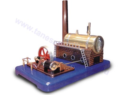 Működő gőzgép modell, biztonsági szeleppel