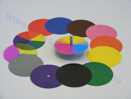 Színtárcsák pörgettyűvel, átvilágítható