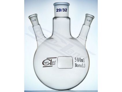 Gömblombik, 3 nyakú, 500 ml-es, boroszilikát üveg
