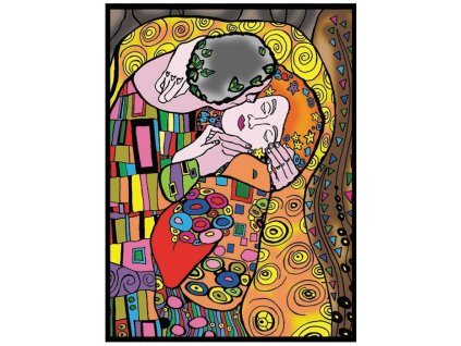 Színező (Gustav Klimt - A csók), bársony felületű, 12 db filctollal, 35x47 cm