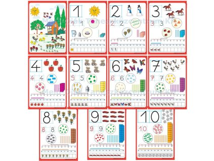 Számjeltablók 1-10-ig, 11 db-os, 50x70 cm
