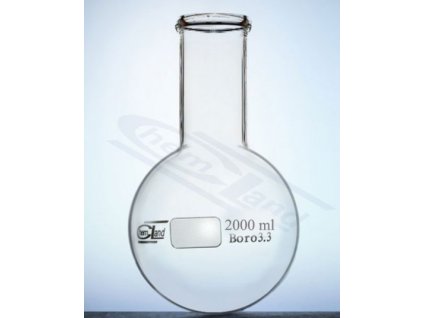 Gömblombik, 2000 ml-es, szűknyakú, boroszilikát, hőálló üvegből