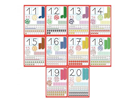 Számjeltablók 11-20-ig, 10 db-os, 50x70 cm