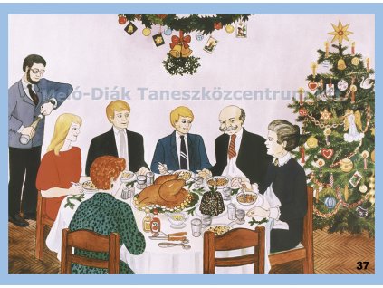Karácsonyi vacsora a családdal, fali tabló
