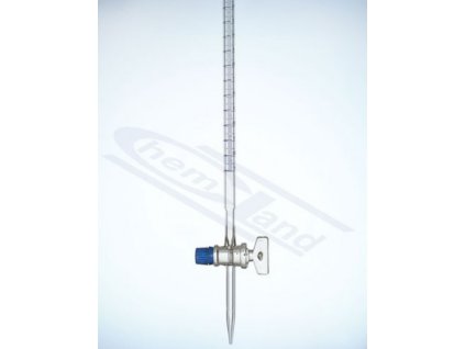 Büretta 25 ml-es, egyenes üvegcsapos, B-jelű, kék csíkkal