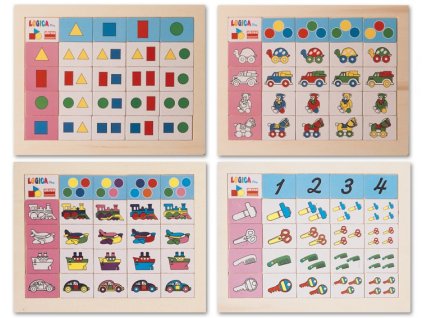 Logikai játékok 2 készlet, színek, formák, számok, méretek megismerésére