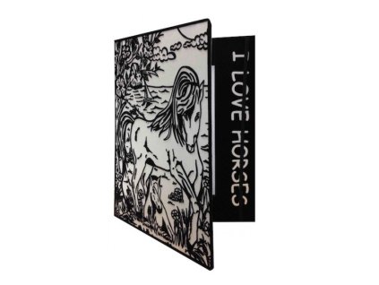 Színező mappa (Lovak), bársony felületű, 12 db filctollal, 32x26,5x1,8 cm