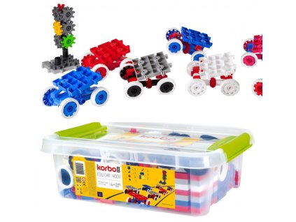 Építőkészlet fogaskerekes hajtás bemutatásához, autók, 400 db-os készlet