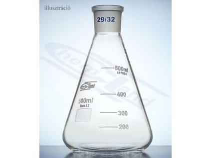 Erlenmeyer lombik, NS 29/32 csiszolattal, beosztással, 100 ml