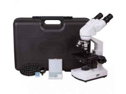 Binokuláris mikroszkóp 40 - 400x, okostelefon tartóval, műanyag kofferrel, tartozékokkal
