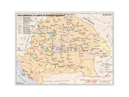 Magyarország az Anjouk és Zsigmond korában történelmi falitérkép