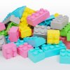 Építőkockák puha habszivacsból, pasztell színben