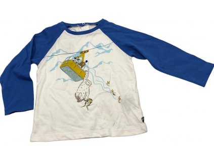 Dětské tričko s dlouhým rukávem, La Compagnie des Petits, bílé, modré rukávy, zimní obrázek