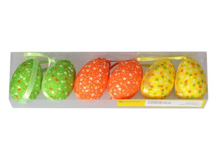 Vejce látkový dekor x 6 ks, výška 6 cm, Box