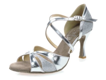 Damen Tanzschuhe silber Brokat