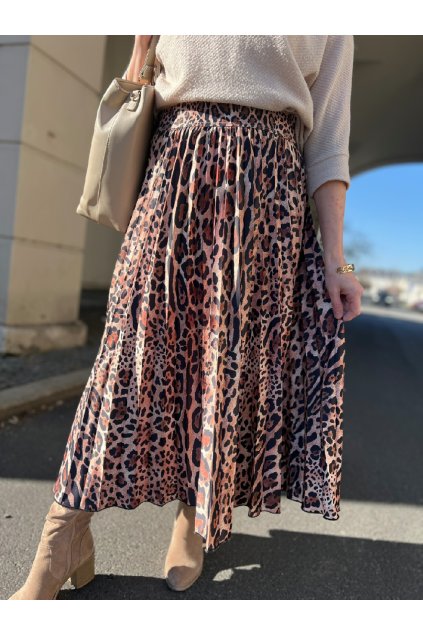 Plisovaná sukně leopard